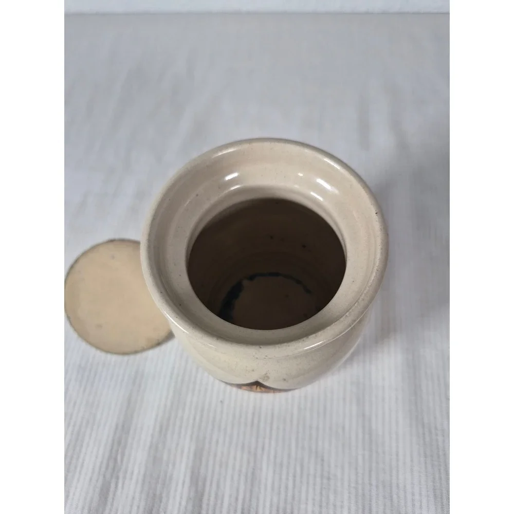 Vtg Yesteryears Hand Painted Birdhouse Stoneware Crock Jar w/Lid - USA